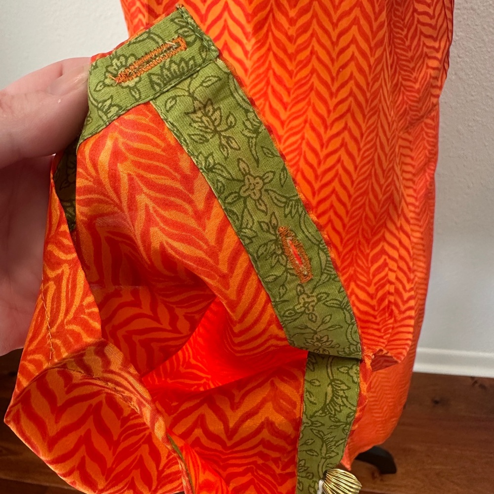 Roberta Roller Rabbit Vibrant Orange Patterned Silk Dress - Picture 6 of 13